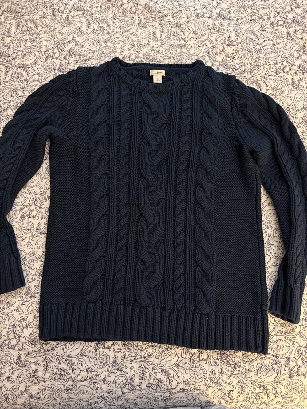 L.L. Bean Men's Cable-Knit Crewneck Sweater in Navy